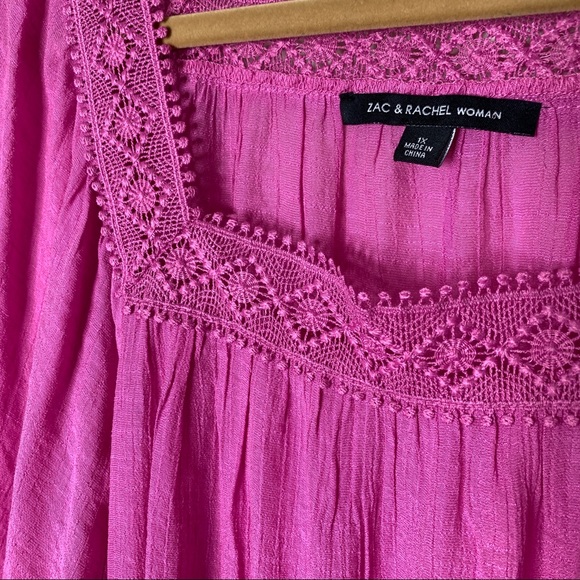 NWT Zac & Rachel Pink Boho Top Sz 1X - Picture 3 of 6